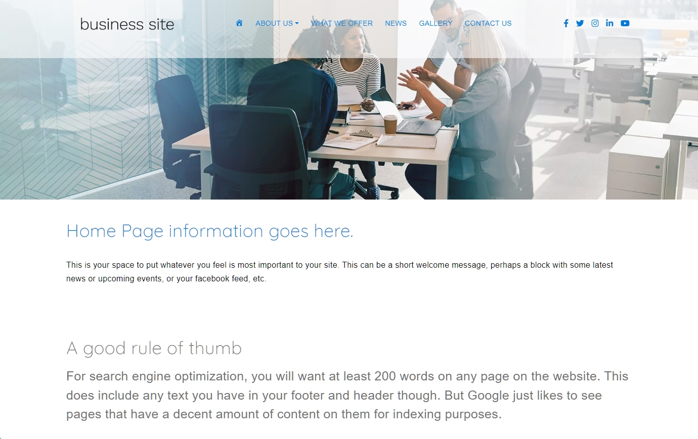 core_site demo site with the original theme